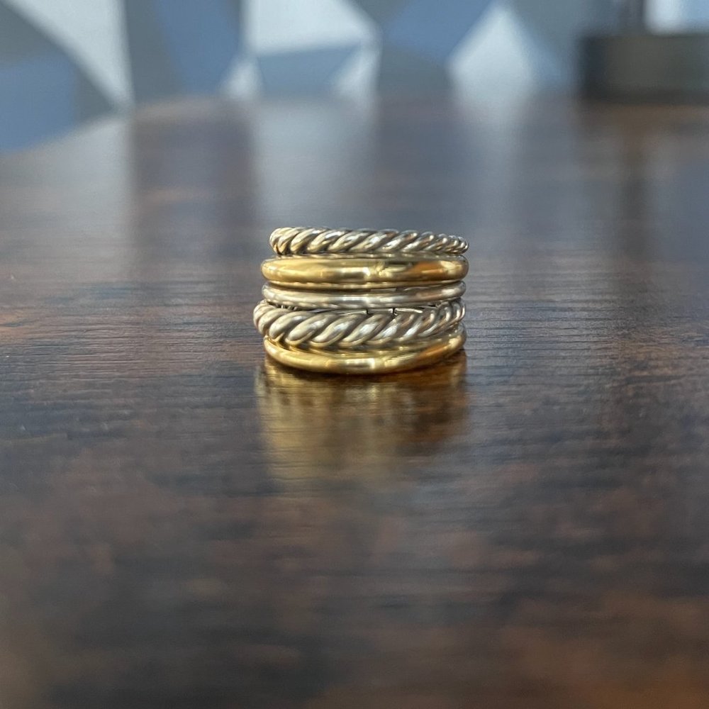 David Yurman Two-Tone Gold and Silver Ring - Picture 3 of 3